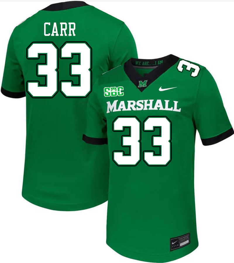 Marshall Thundering Herd #33 Rashawn Carr College Football Jerseys Stitched-Green Marshall Thundering Herd #33 Rashawn Carr College Football Jerseys Stitched-Green